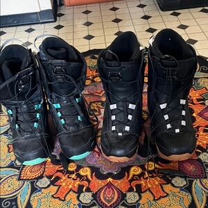 Black Snowboard Boots with Teal and Gum Accents